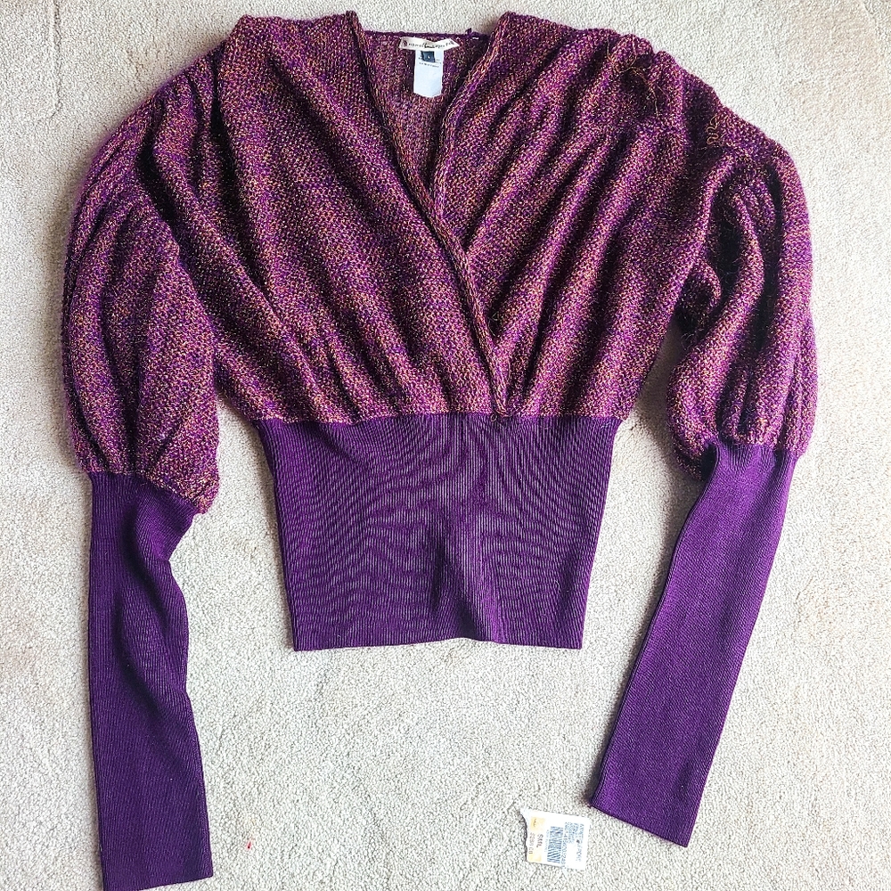 Nanette Lepore Plum and Gold Pullover Sweater